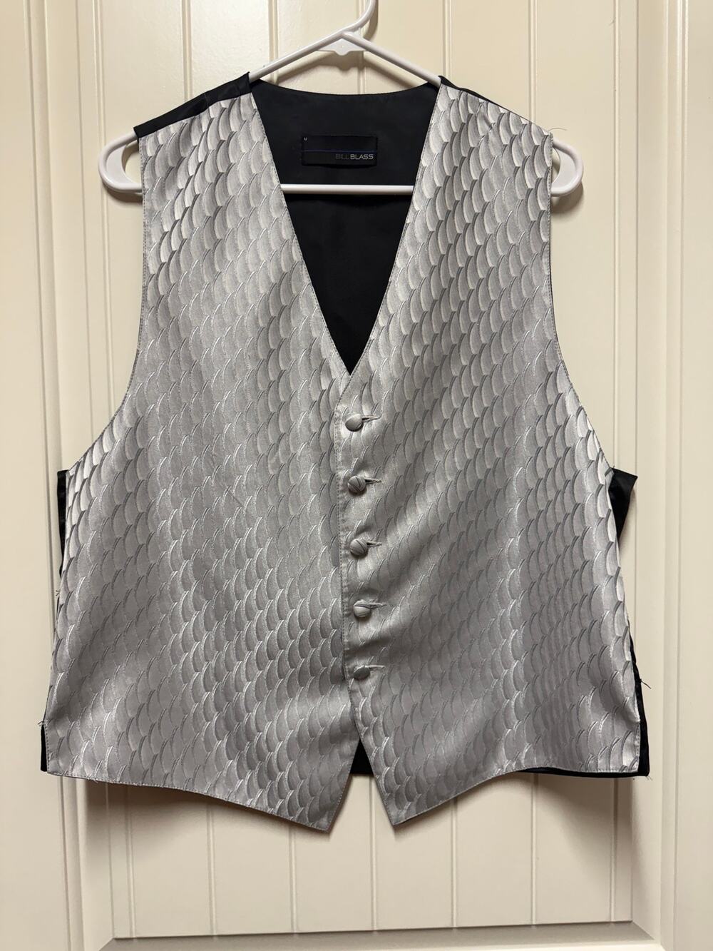 Bill Blass Grey Silver Black  adjustable Tuxedo Vest Mens Size Medium